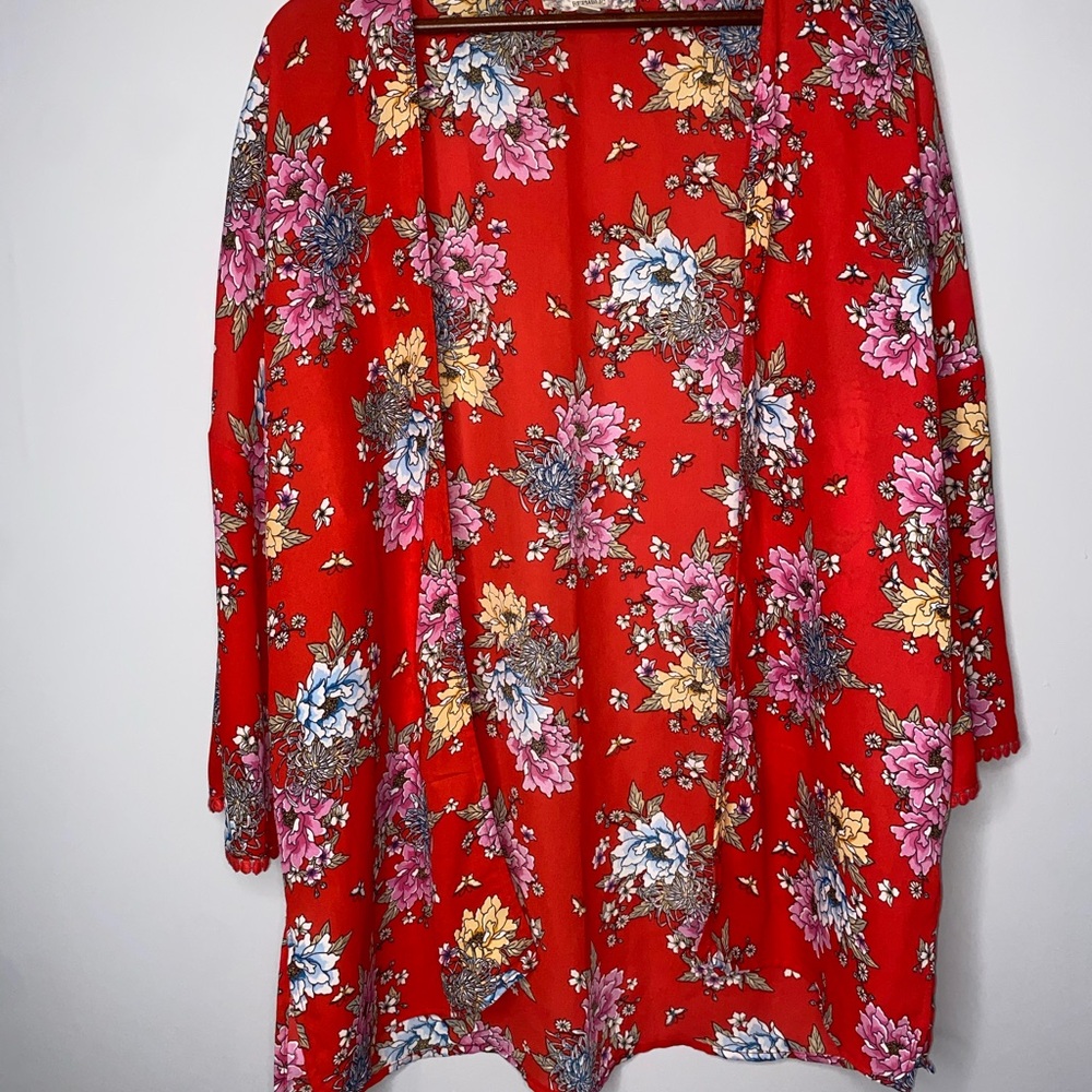 Pink Republic Floral Kimono Cardigan
